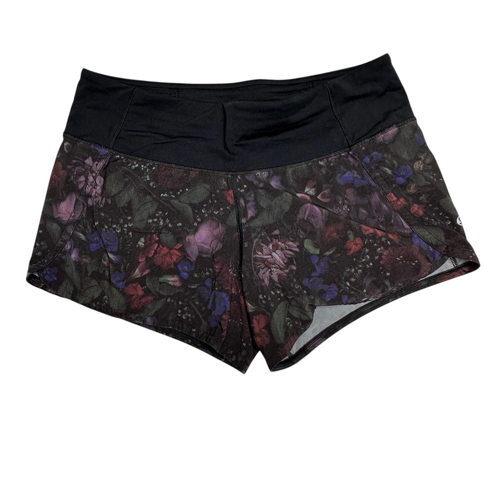 Lululemon Shorts Womens 6 Multicolor Floral Lined Running Zip Pocket Athletic